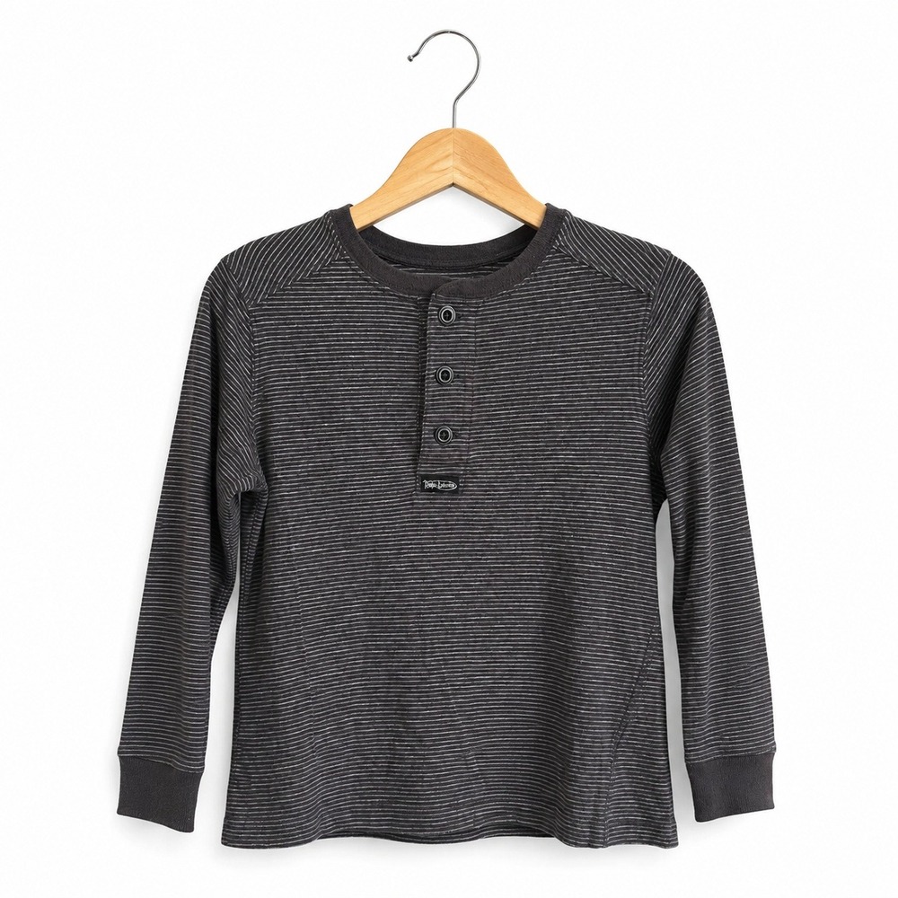 Polo Ralph Lauren Boys Shirt Sz 3 3T Gray Stripe Henley Long Sleeve Knit